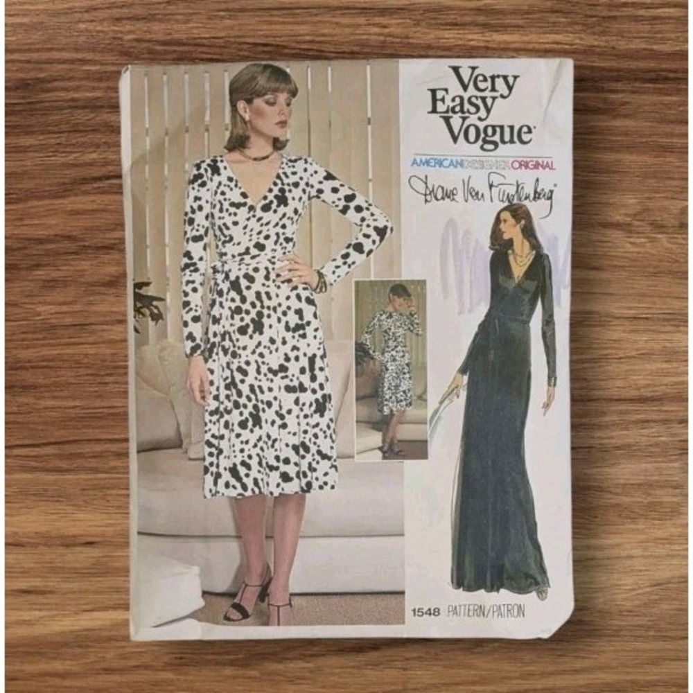 Vtg Vogue Pattern UNCUT Diane Von Furstenberg Wrap Dress Sz 14 Easy 1548 Classic
